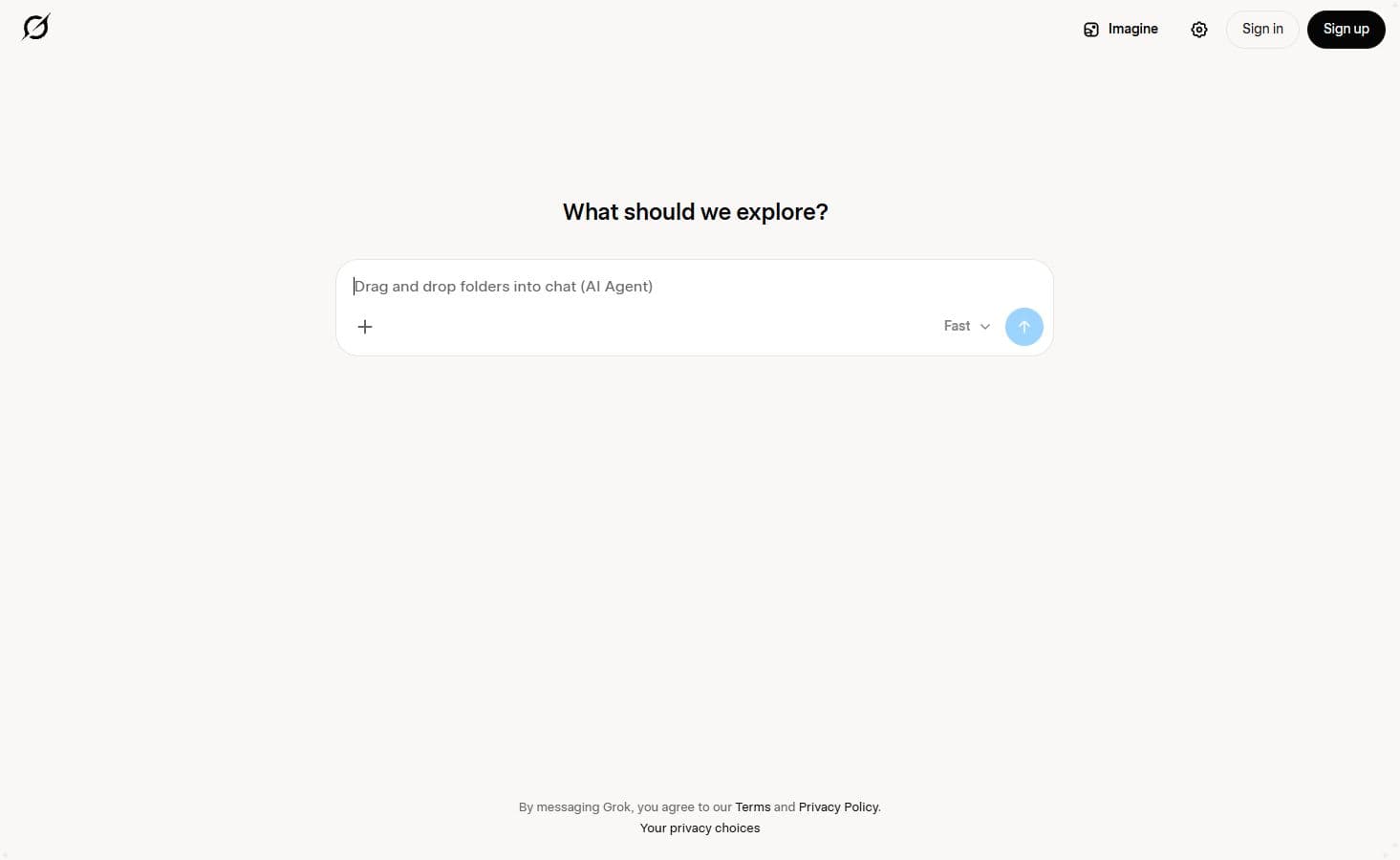Grok’s public chat interface before sign-in.